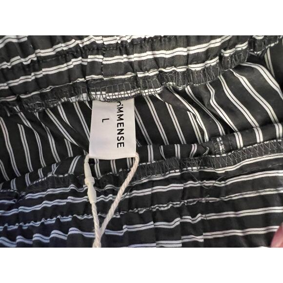 Commense Pants Gray White Stripe Large High Rise Wide Leg Pockets NWT - Picture 4 of 10